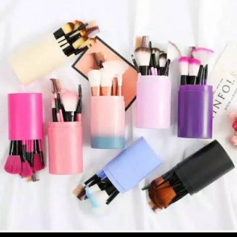 CS- Kosmetik Wanita Makeup Kuas Set Tabung Brush 12in1 Set In Tube Brushset Makeup Import Murah