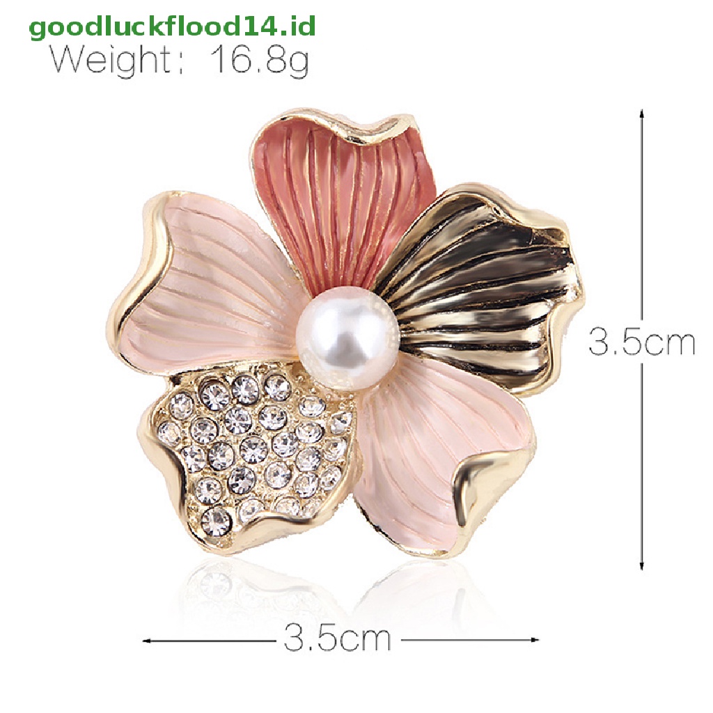 [GOOGFOUR] Fashion Kristal Berlian Imitasi Mutiara Bunga Bros Pin Wanita Gadis Anti-exposure Brooch [TOP]