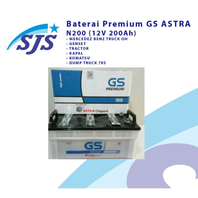 Accu GS Premium N200 12v 200ah original Astra aki basah