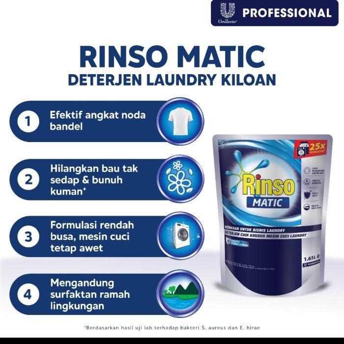 RINSO CAIR MATIC Professional 1,65 L Detergen Laundry Kiloan Liquid