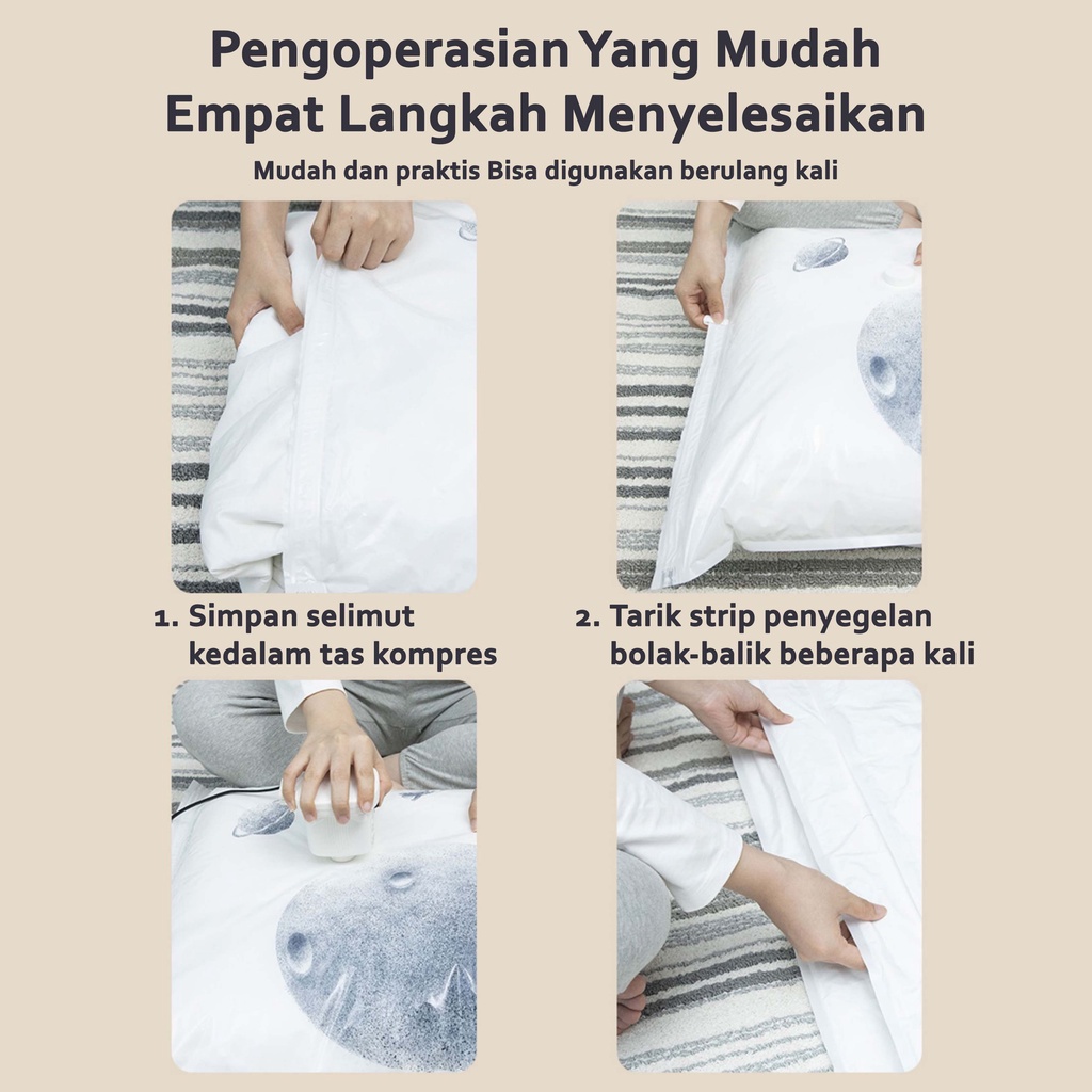 Vakum Kantong Pakaian Plastik Vacum Baju Laundry Travel Bag Kompresi Seprei Selimut Pakaian Plastic Vacuum Vacuum Bag Storage Bag Plastik Kompres tas penyimpanan pakaian