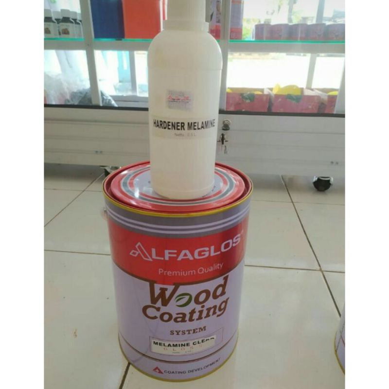 ALFAGLOS MELAMINE CLEAR GLOSS/MELAMIK CLEAR GLOSS / TOP COAT GLOSS 5 LITER + HARDENER SET