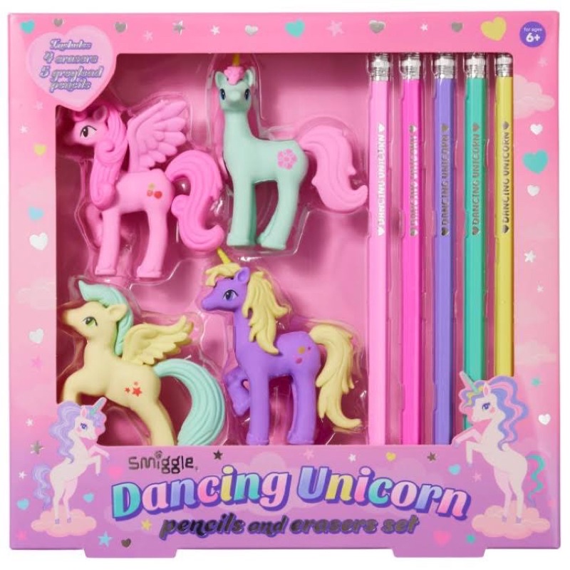 

SMIGGLE SCENTED PENCILS AND ERASERS SET. Set pensil dan penghapus. Dancing Unicorn, Space Station, Dinosaur Attackd