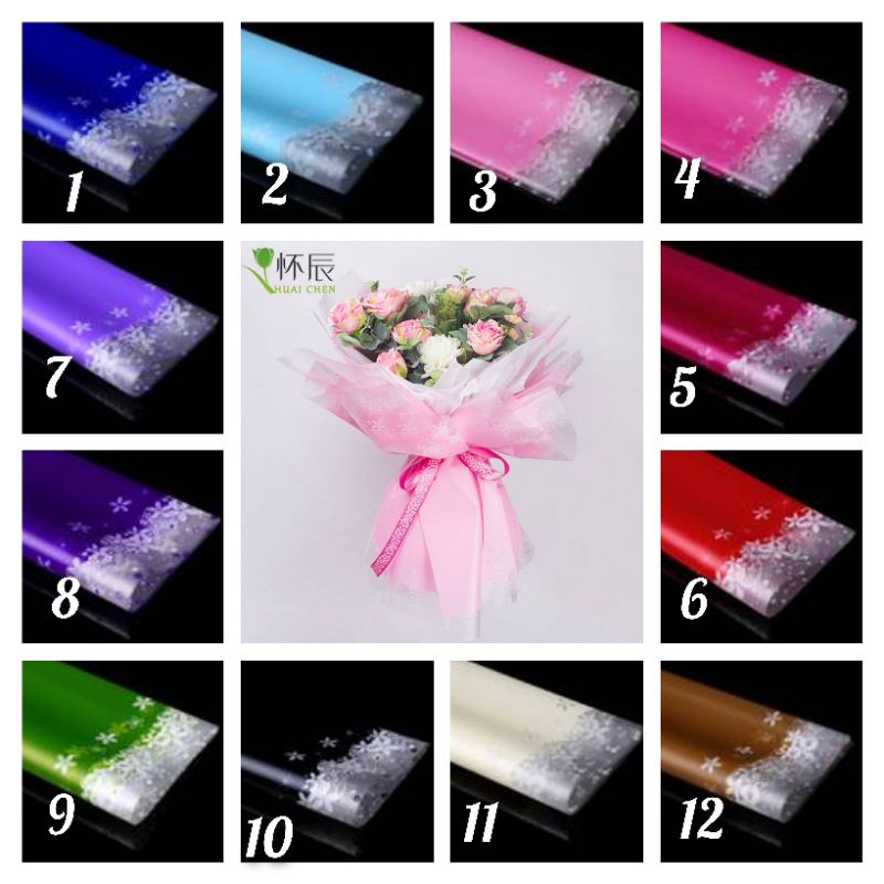 

3 lembar kertas buket list bunga Flowers wrapping waterproof Cellophane list bunga