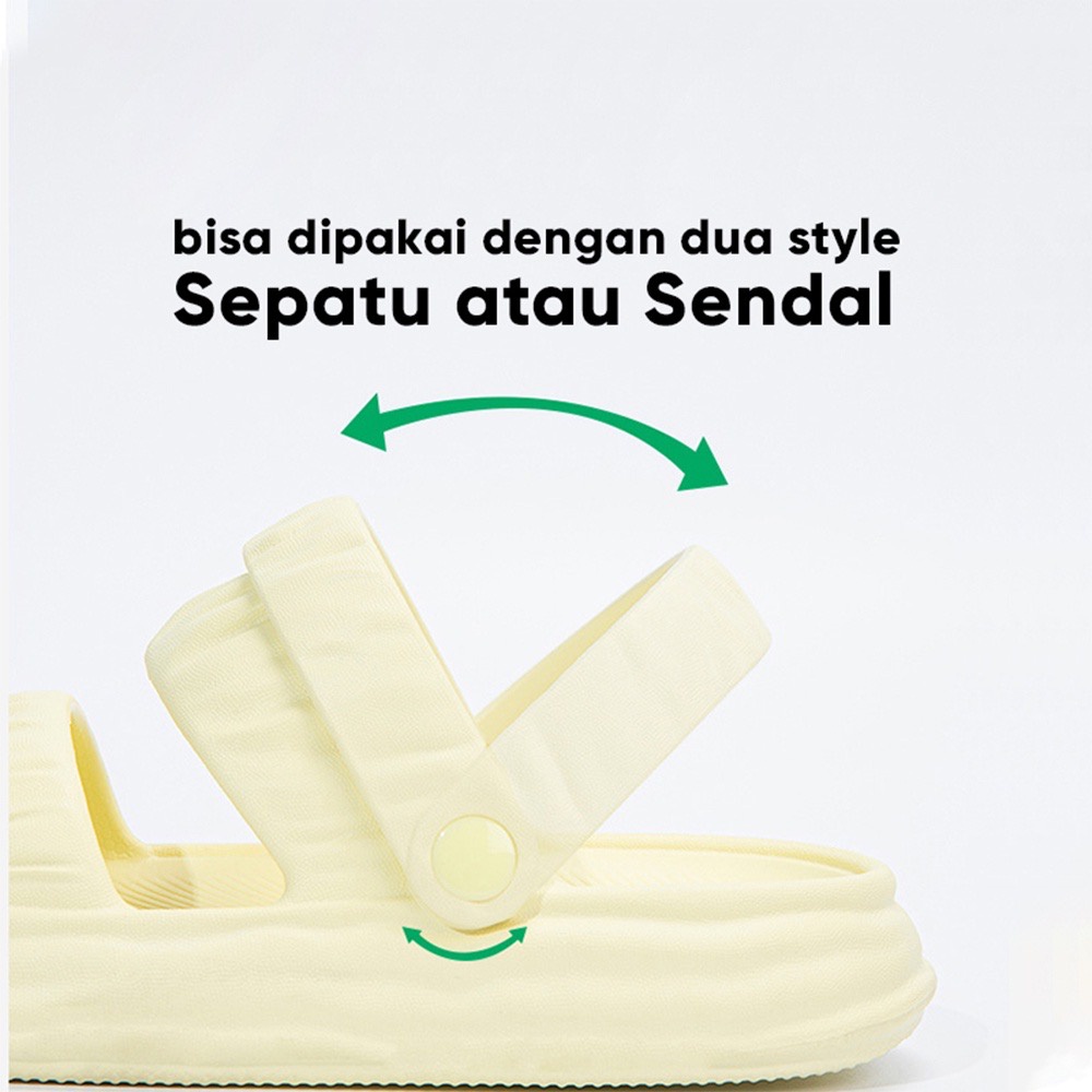 [HY.OLSHOP12] Sandal Jelly Wanita Korean Slip On Puffy Sandals Muddy 2 in 1 Import Bahan Karet PVC