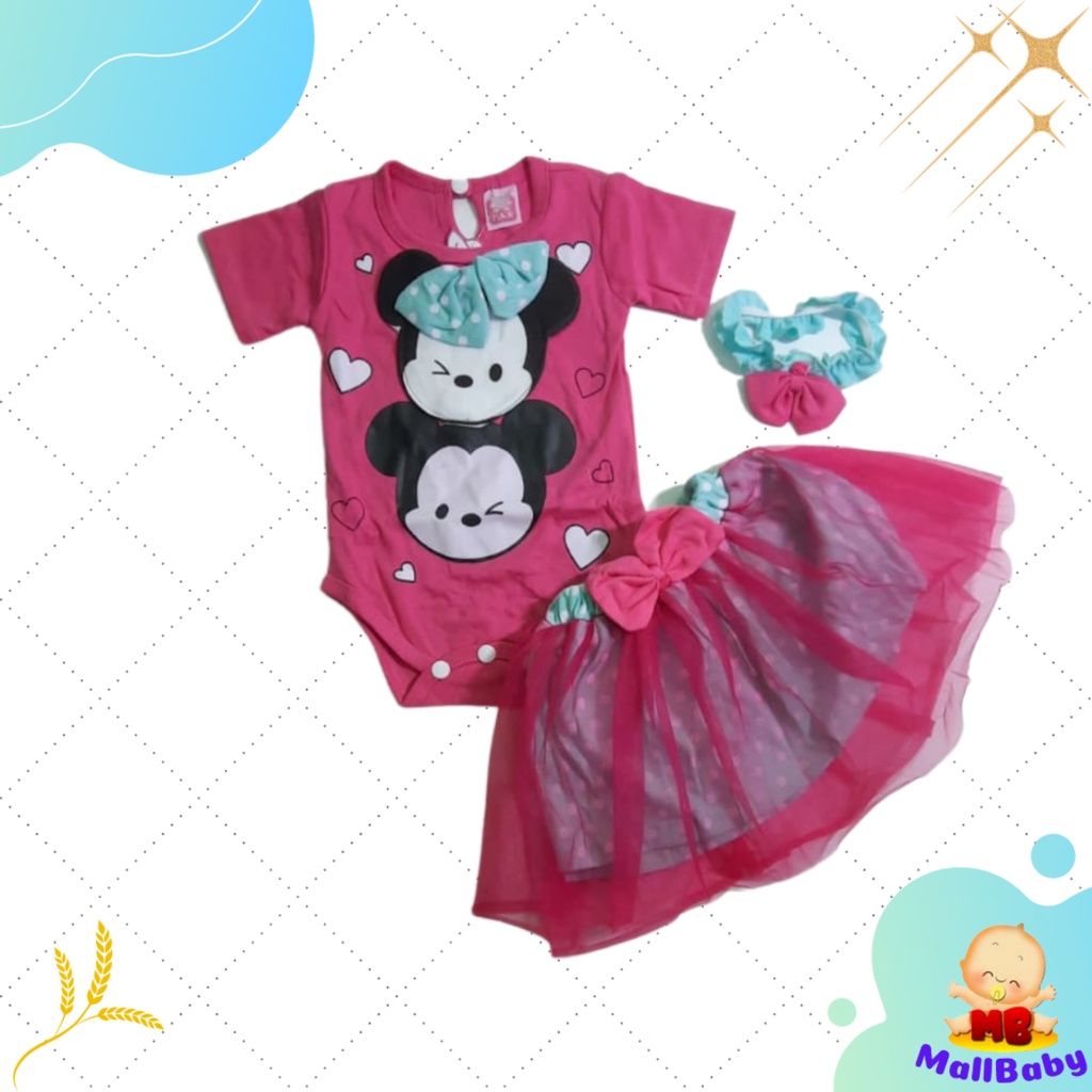 Setelan Jumper Set Bayi Perempuan Lucu Rok Bandana Tsums