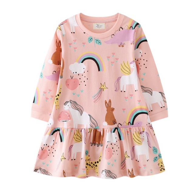 babyfit dress PEACH UNICORN baju lengan panjang cotton combed import ydm-0527r