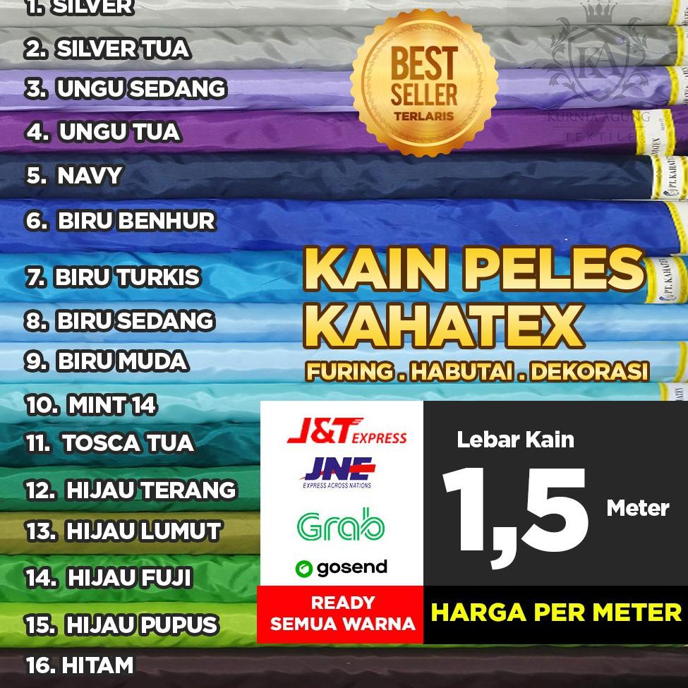 ⇕ Kain Peles Kahatex Meteran ( 100cm ) / Kain Polos Hitam Meteran Murah  / Kain Abutai Habute / Baha