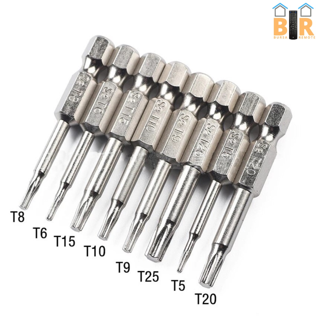 Mata Obeng Torx Magnetic Set 8 Pcs Kunci L Hex Shank Panjang 2 Inch Bahan Baja Magnetik Alloy