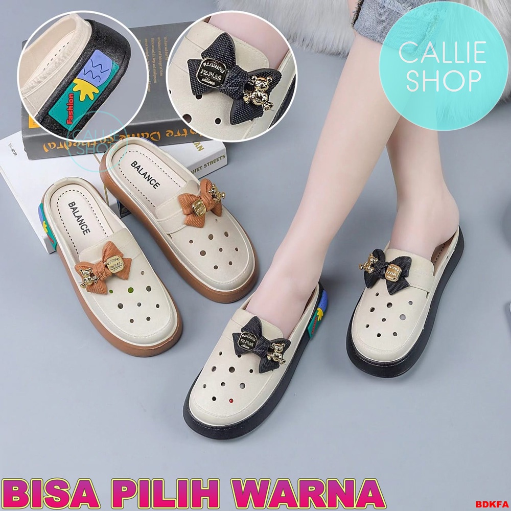 Sandal Bustong Tebal Jelly Mules Pita Bear 039-1L 1A BTBLPTBR