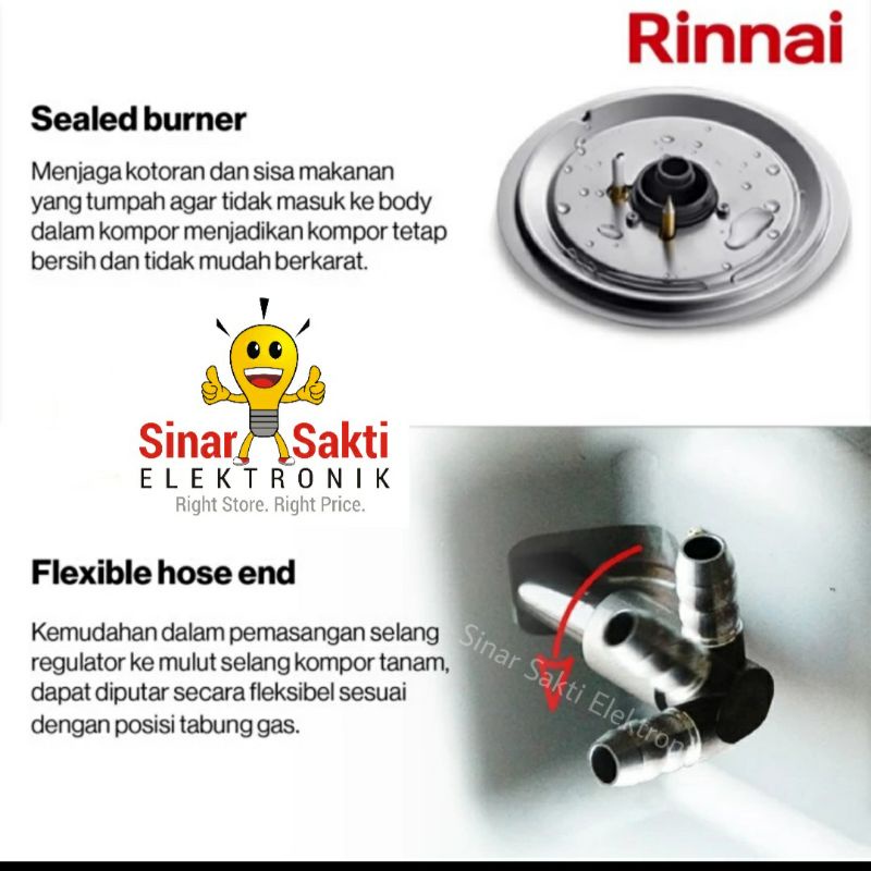 Kompor Tanam Rinnai 1 Tungku RB 311 NGB Kaca RB-311NGB Rb311N Gb
