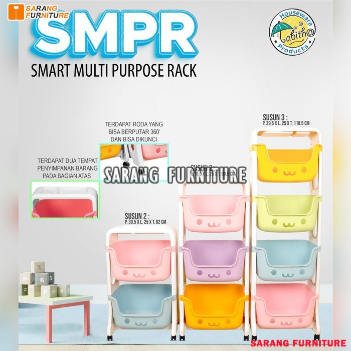 RAK MAINAN ANAK RAK RODA RAK DAPUR / RAK KAMAR MANDI / LAUNDRY RAK SERBAGUNA RAK SMRP TABITHA RAK SMART TABITHA LEMARI RAK