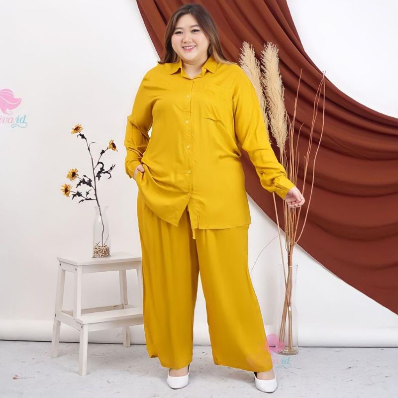 piyama setelan wanita jumbo/baju setelan lengan panjang jumbo/setelan wanita  jumbo kekinian