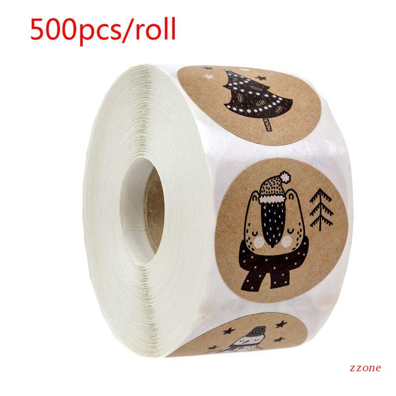 Zzz 500pcs/roll Stiker Natal Pohon Snowman Hewan Label Segel Hias Untuk Scrapbooking Alat Tulis Hadiah Sekolah