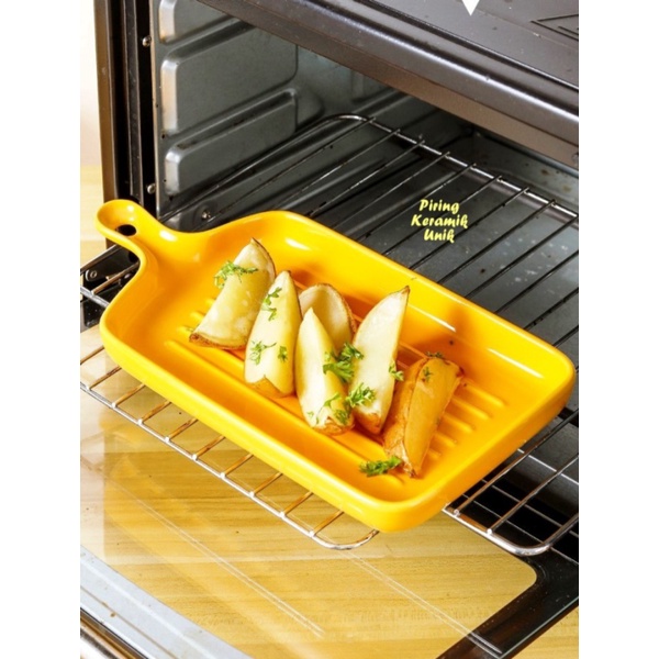 

Promo Piring Keramik Unik ADA PEGANGAN piring saji keramik tebal grill pan - NEW BULAT WHITE Diskon