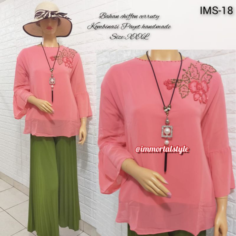 BLOUSE / ATASAN / WANITA / JUMBO / NATAL / FASHION / PAYET / PAKAIAN / BIG SIZE / KALONG BLUS JUMBO 