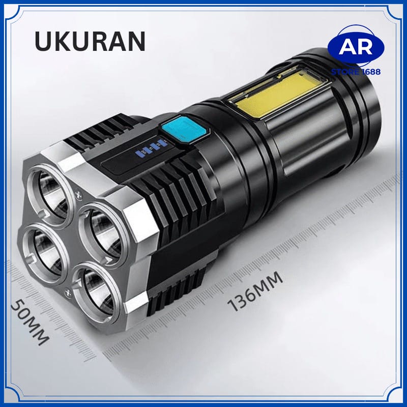 AR SENTER L19 4 LED USB RECHARGEABLE / SENTER 4 MATA SUPER TERANG JARAK JAUH