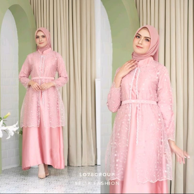 Sartika Dress Aulia 2 in 1 Brokat Premium Dress Brokat Kondangan Dress Tile Dress Kondangan Dress Kondangan Wedding Dress Gamis Brukat Gamis Brokat Jumbo Gamis Bridesmaid Warna Sage