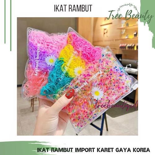 Ikat Rambut Import 500pcs Ikat Rambut Karet gaya Korea cantik murah Polos real pic