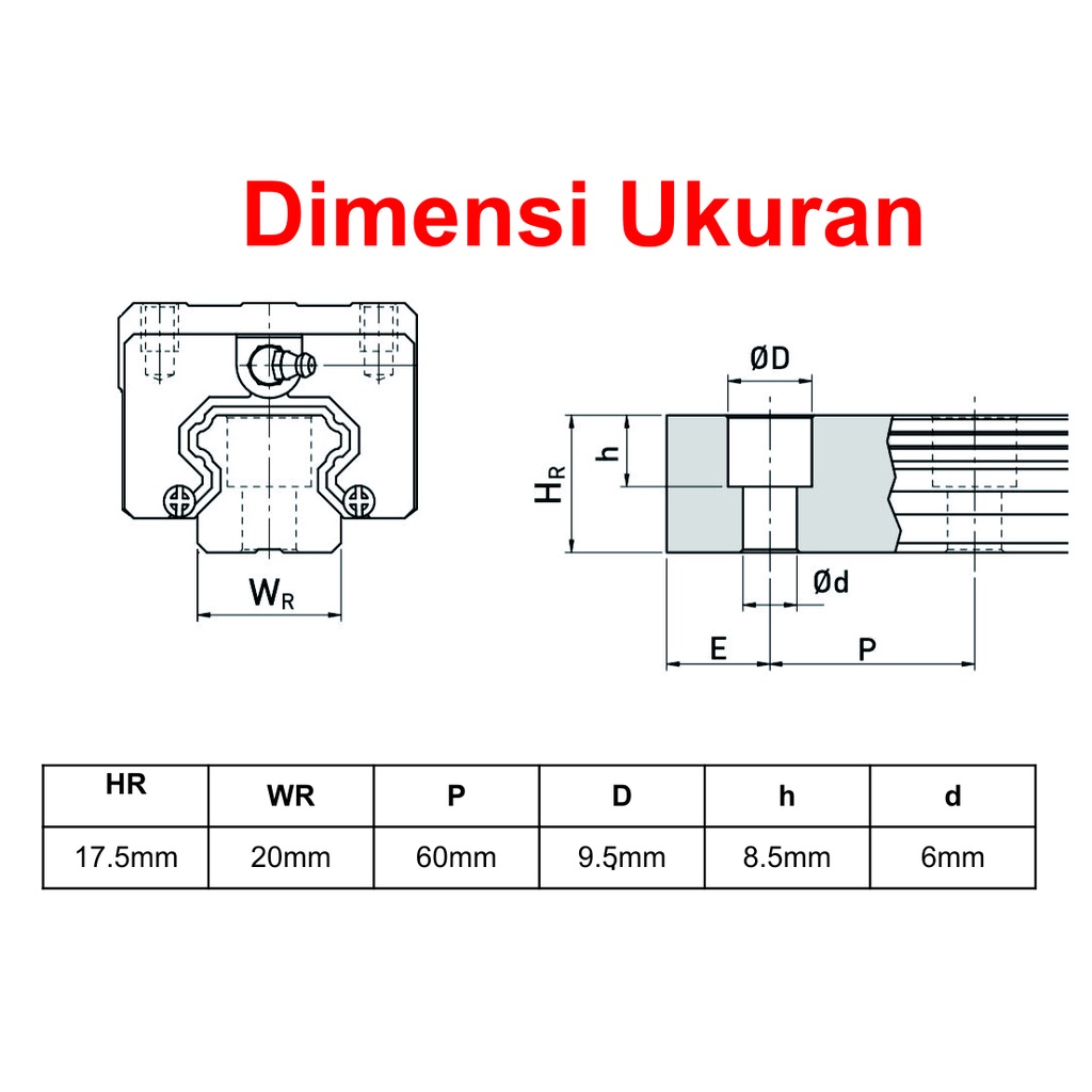 [HAEBOT] HIWIN Linear Guide Rail HGR20 HGR 20 20mm 100cm Rel CNC Laser CO2 Router Milling Plasma HGH20 Motion Industri Full Triplek Mesin Mekanik Otomasi