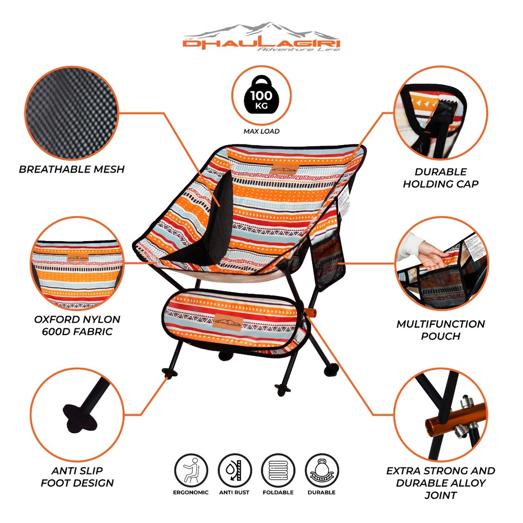 Kursi Lipat Dhaulagiri Folding Chair 801 Etnik - kursi lipat outdoor - kursi lipat portable - kursi lipat outdoor camping - kursi lipat camping