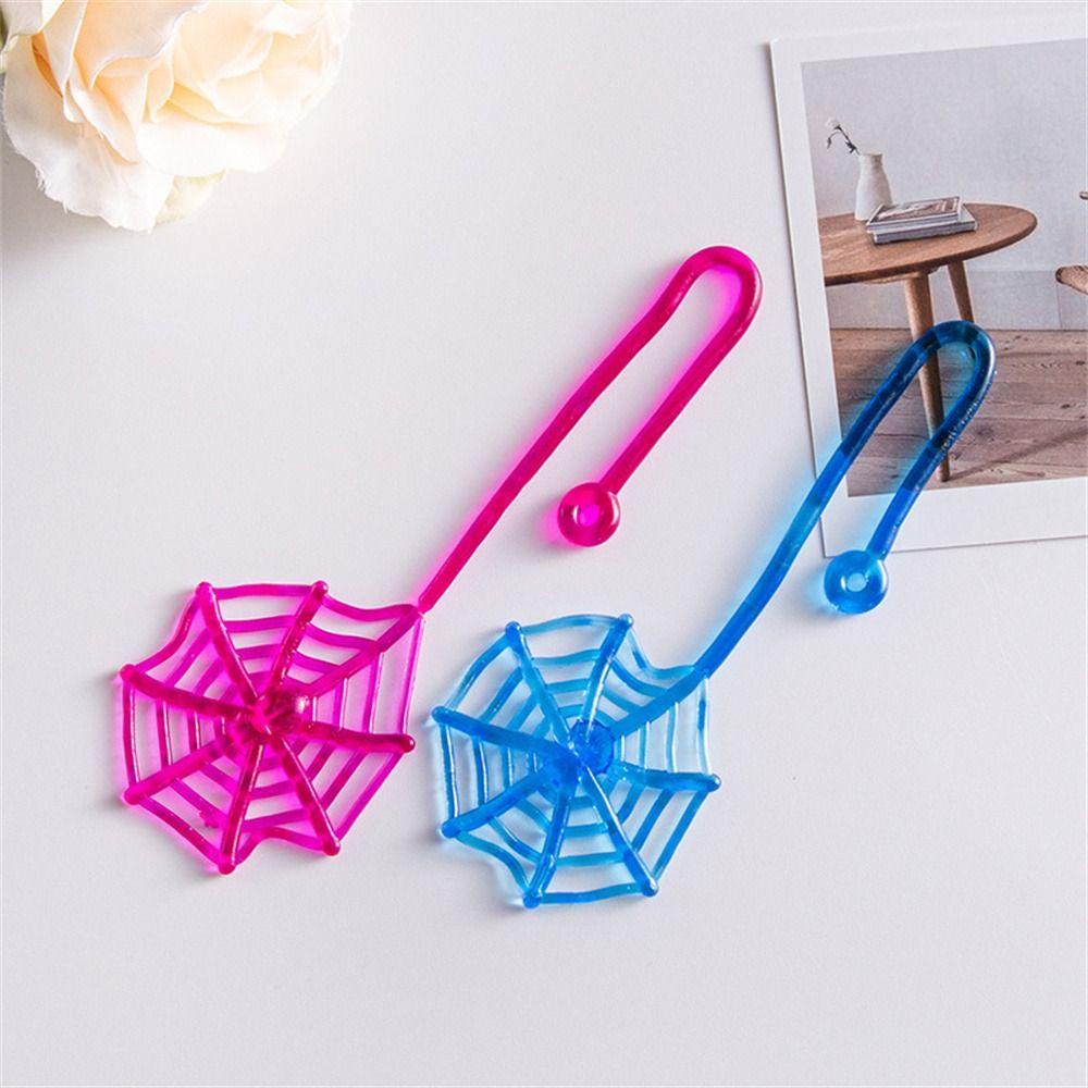 Lanfy 10pcs Sticky Spider Web Lucu Novelty Mainan Anak Pinata Fillers Halloween Untuk Anak Elastis Spider Web