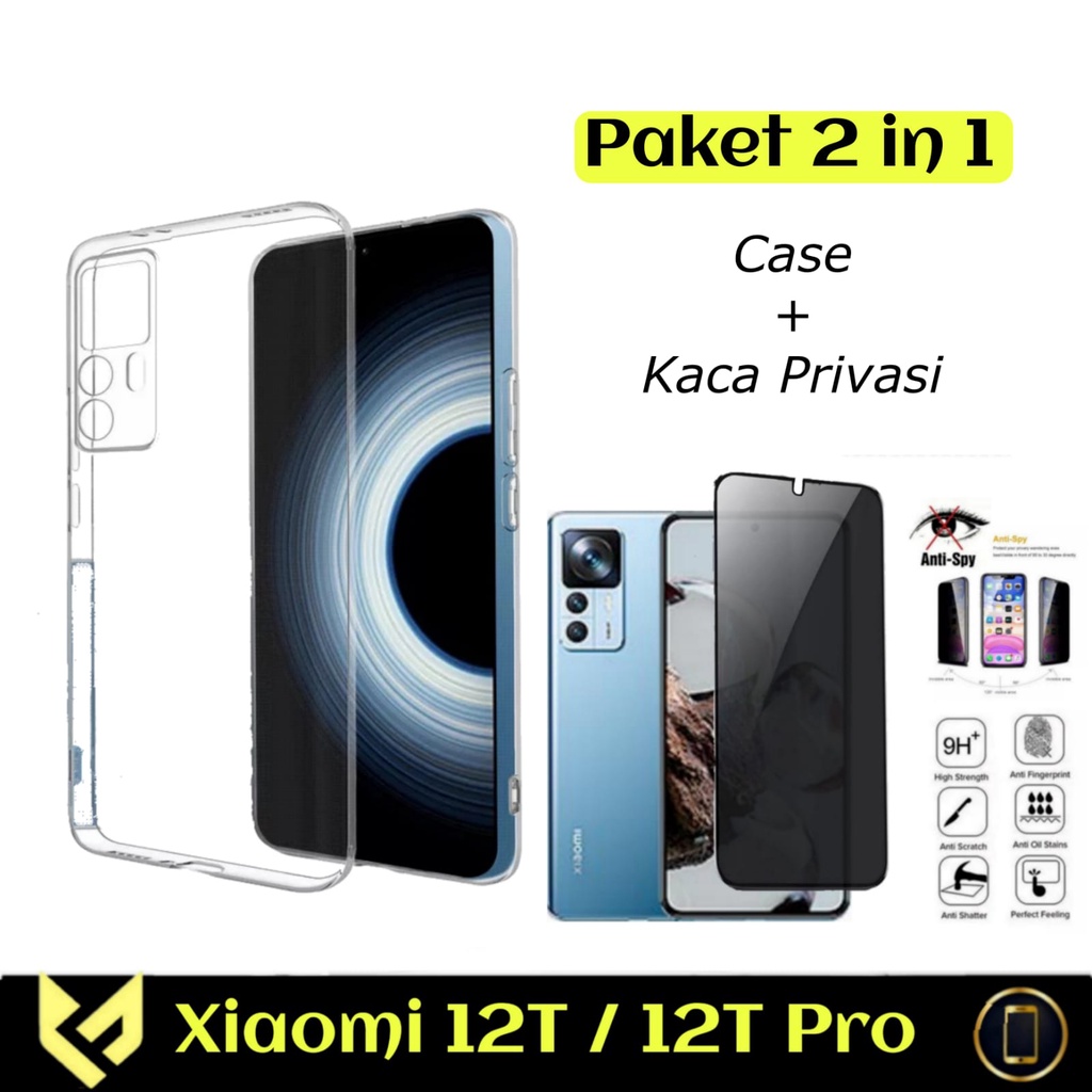 PROMO Paket 2IN1 Casing For XIAOMI 12T / XIAOMI 12T PRO SoftCase Clear Free Tempered Glass Layar / Garskin Carbon Anti Jamur Handphone FIDS STOR