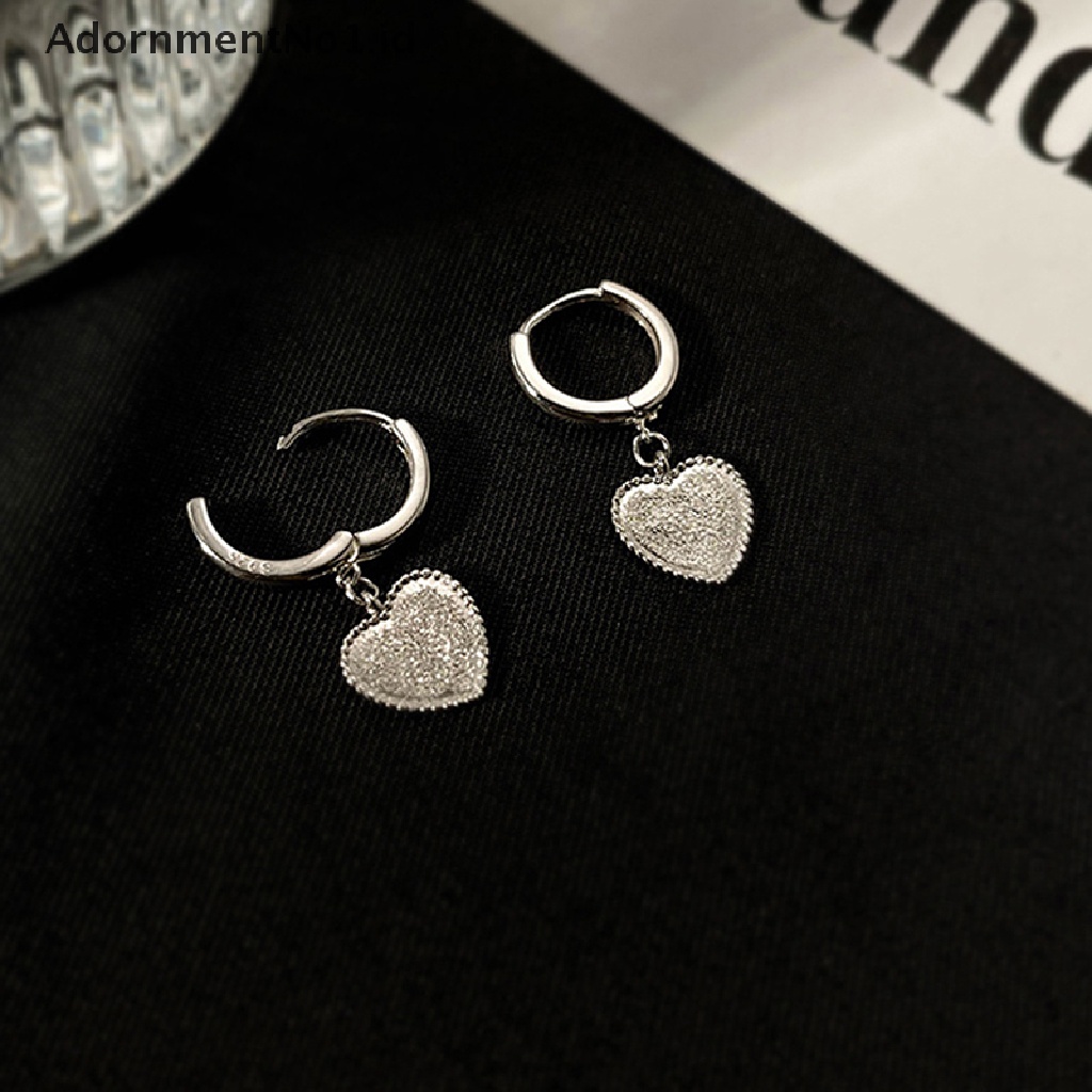 [AdornmentNo1] 1pasang Frosted Temperamental Anting Glitter Menjuntai Anting Hoop Segar Kepribadian Manis Berbentuk Hati Telinga Gesper Untuk Wanita Gadis Garis Telinga Perhiasan Hadiah [ID]