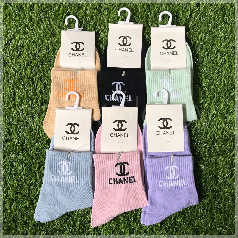 (Min 3pcs @7.500) Kaos kaki unisex dewasa 3/4 (atas mata kaki) branded fashion warna pastel