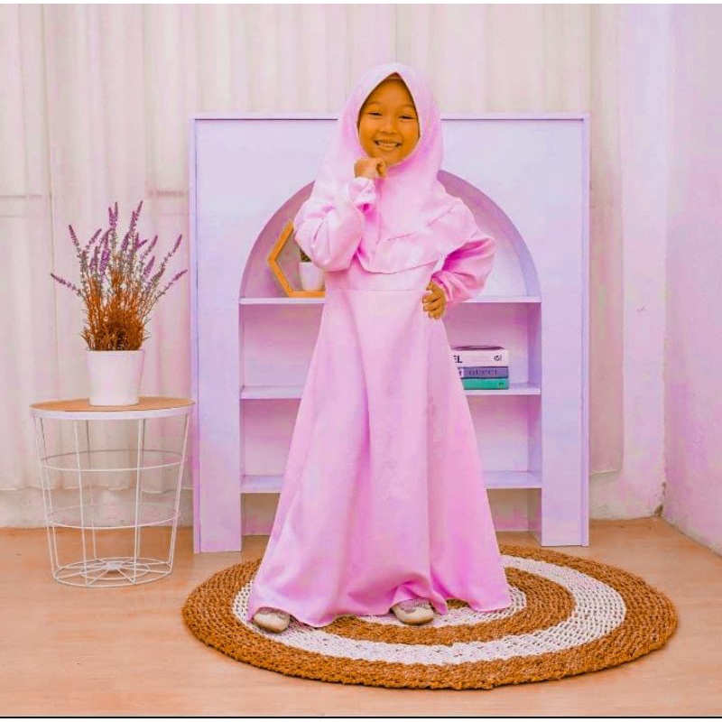 Gamis anak viral Laluna Kids satu set (free Jilbab ) Gamis Set Anak Gamis Anak Kekinian  Baju Muslim edisi 2023