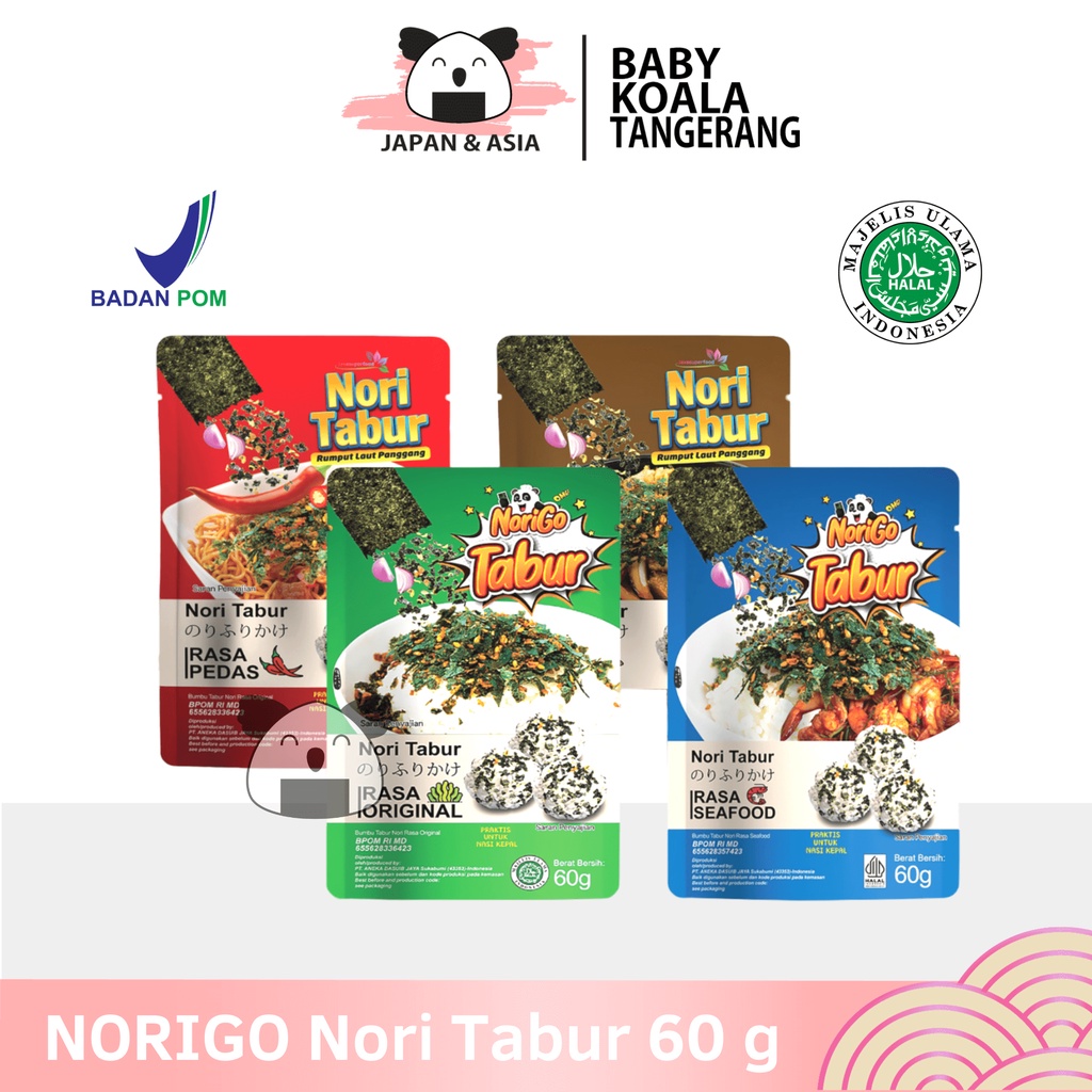 

NORIGO Nori Tabur 60 g Halal | Abon Nori | Taburan Rumput Laut Kering-