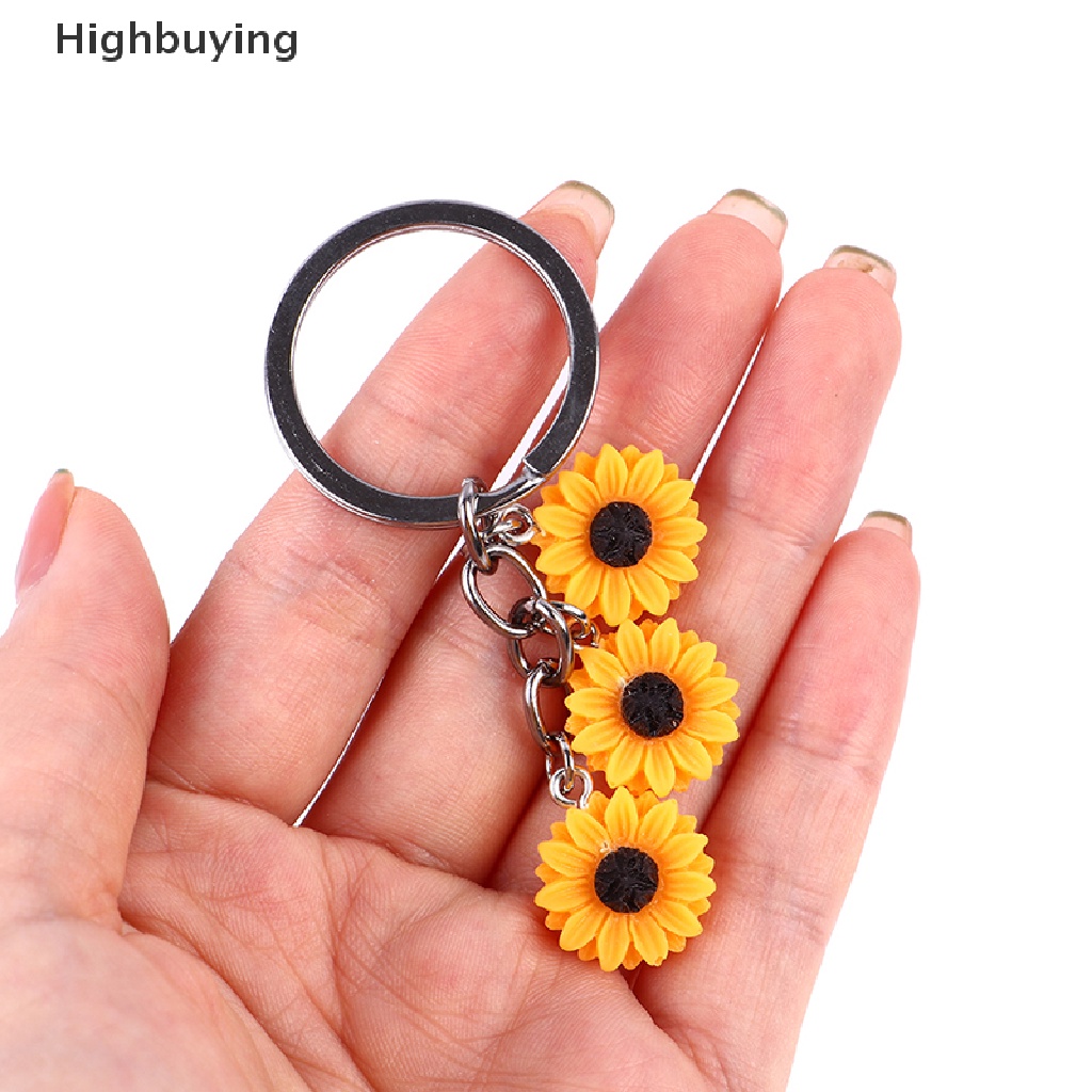 Hbid Lucu Resin Bunga Daisy Gantungan Kunci Sun Flowers Keying Bag Pendant Hadiah Sahabat Glory