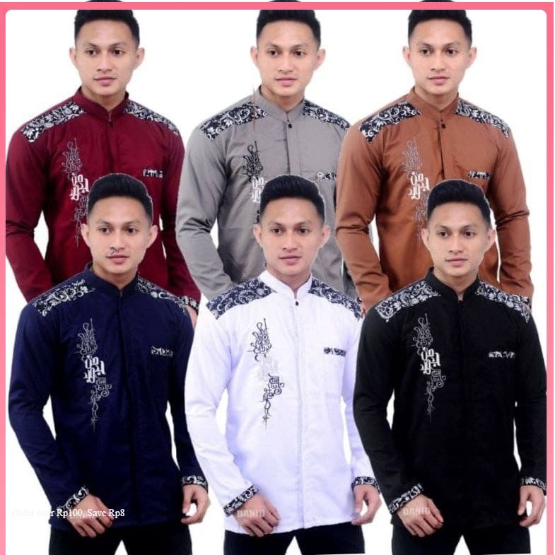 baju koko muslimin koko Kurta lengan panjang bahan katun toyobo baju koko dewasa polos viral 2023