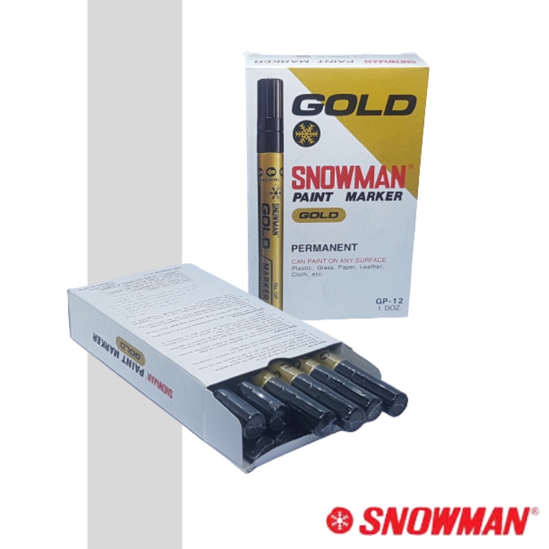 

Spidol Permanent Snowman Paint Marker Gold Medium (Besar) GP-12 (1 pack isi 12 pcs)