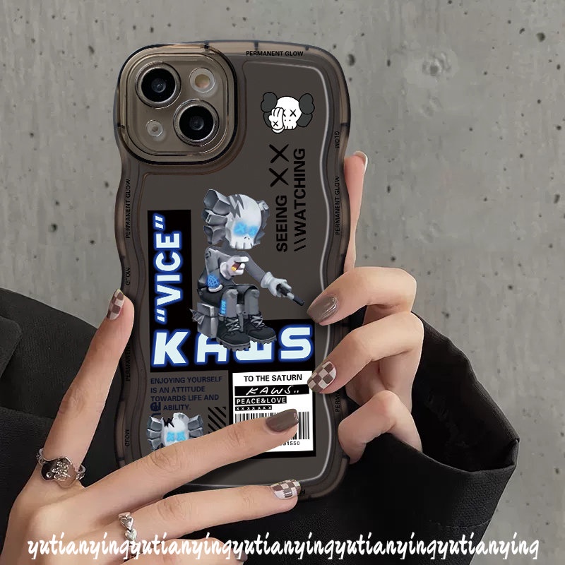 Casing Kaws Beruang Violent Kartun Trendy Oppo A17 A12 A15 A54 A95 A96 A5s A16s A16 A57 A17K A55 A76 A77 A3s A5 A9 A74 A7 A16K A1k A77s A53 A52 A92 Reno 85f 7Z 6 Wavy Edge Soft Sarung