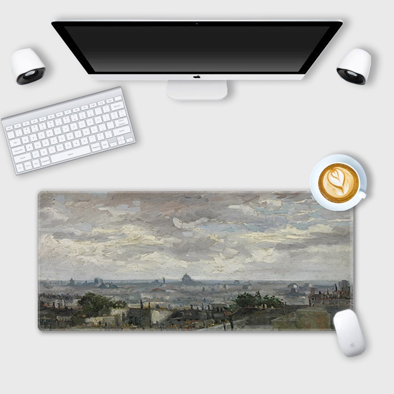 Alas mouse Besar Van Gogh Lukisan Minyak landscape desk pad Alas keyboard Komputer Non slip lock edge office desk pad