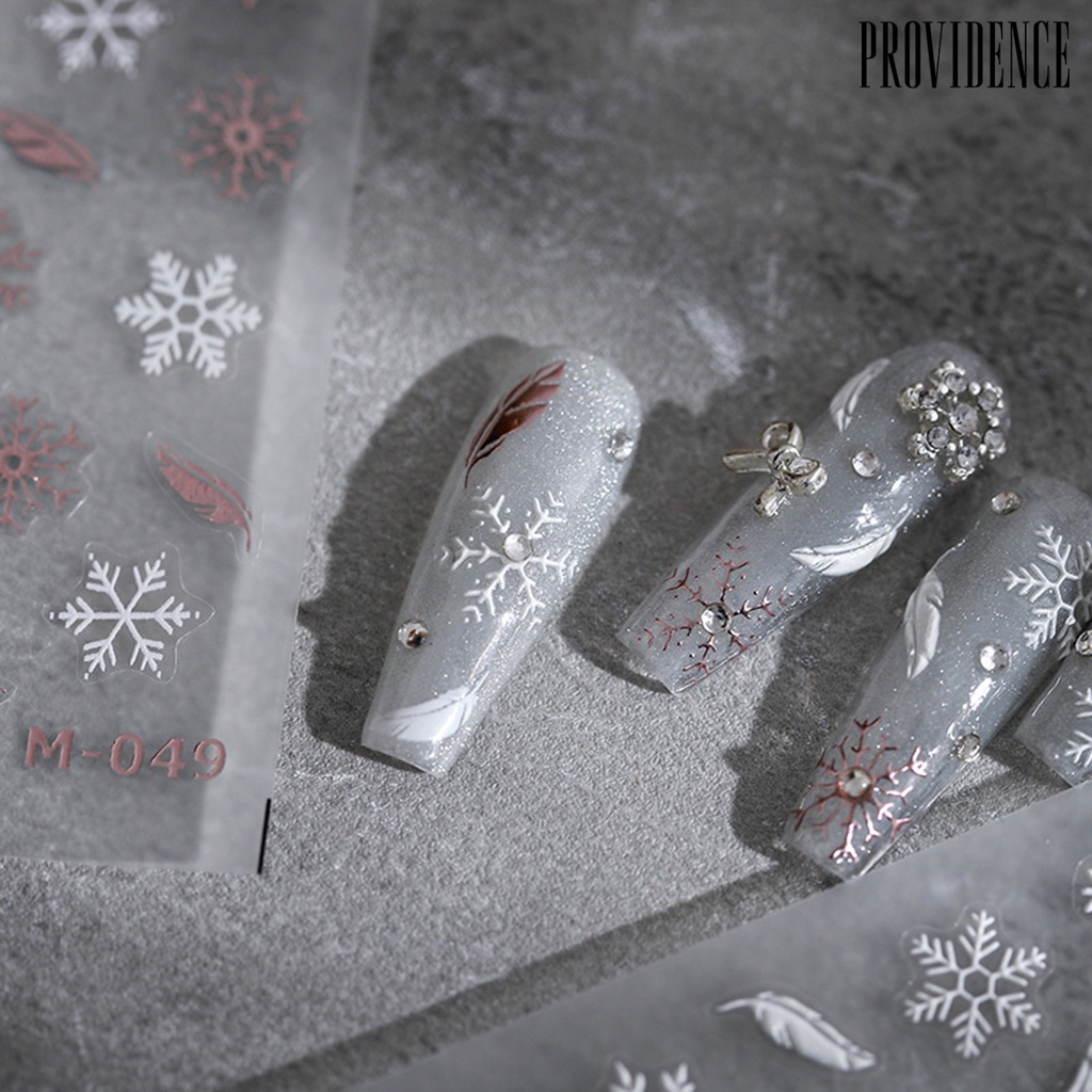 Providence Manicure Decal 5D Relief 3D Efek Perekat Diri Tidak Jatuh DIY Ultra Tipis Minimalis Bulu Snowflake Nail Art Stiker Salon Kuku Pasokan