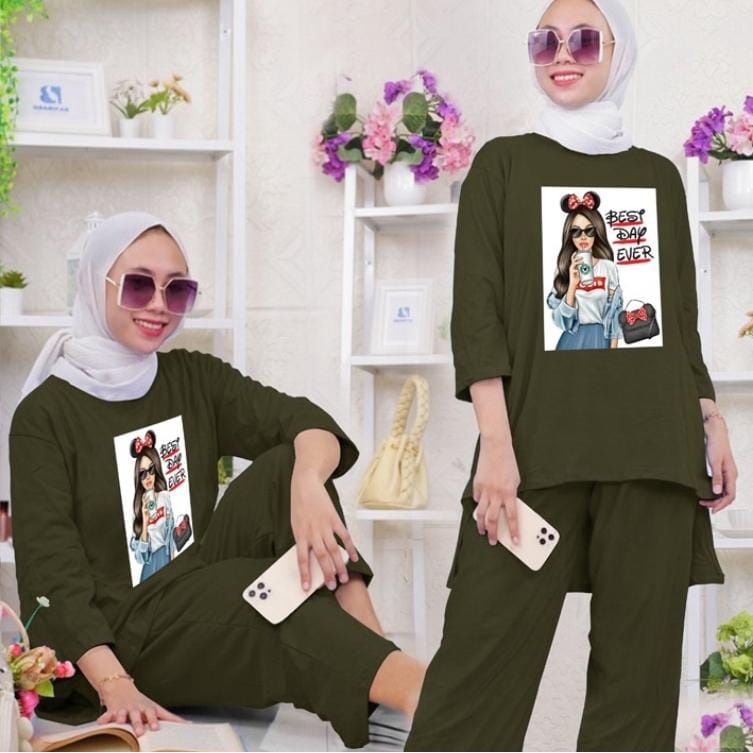 SETELAN BASIC OVERSIZE KOREAN TOP KAOS JUMBO LD 128 TUNIK BABYTERRY