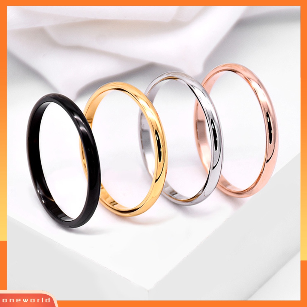 {oneworld} Cincin Couple Serbaguna Bahan Titanium Steel Halus Geometris Jari Cincin Untuk Pesta Perjamuan Ulang Tahun Pertunangan