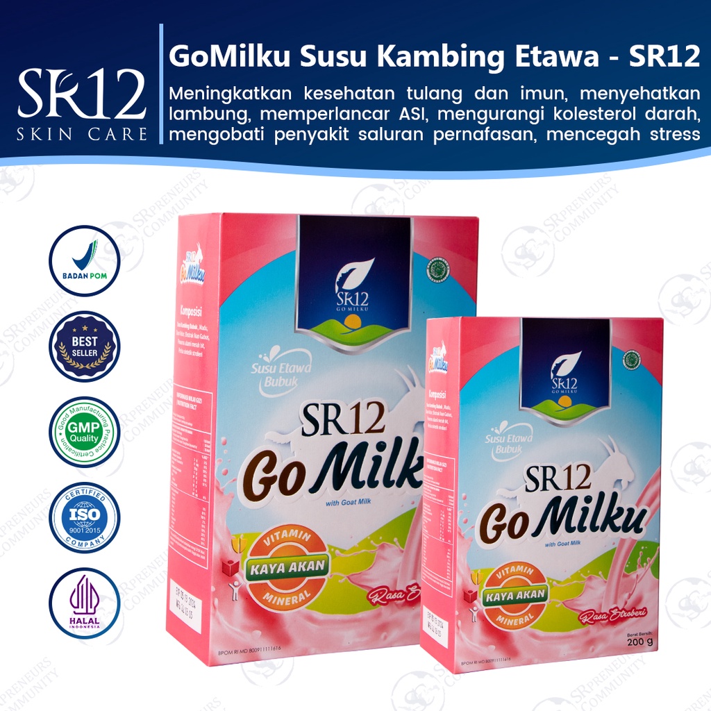 SR12 GOMILKU STROBERI / SUSU KAMBING RASA STRAWBERRY / SUSU KAMBING ETAWA KUALITAS PREMIUM / IMUN BOOSTER