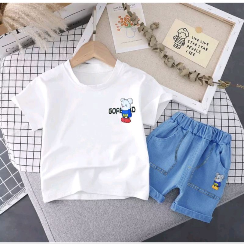 One set pakaian anak laki laki baju kaso celana jeans usia 1-5 tahu baju anak setelan anak pakaian anak