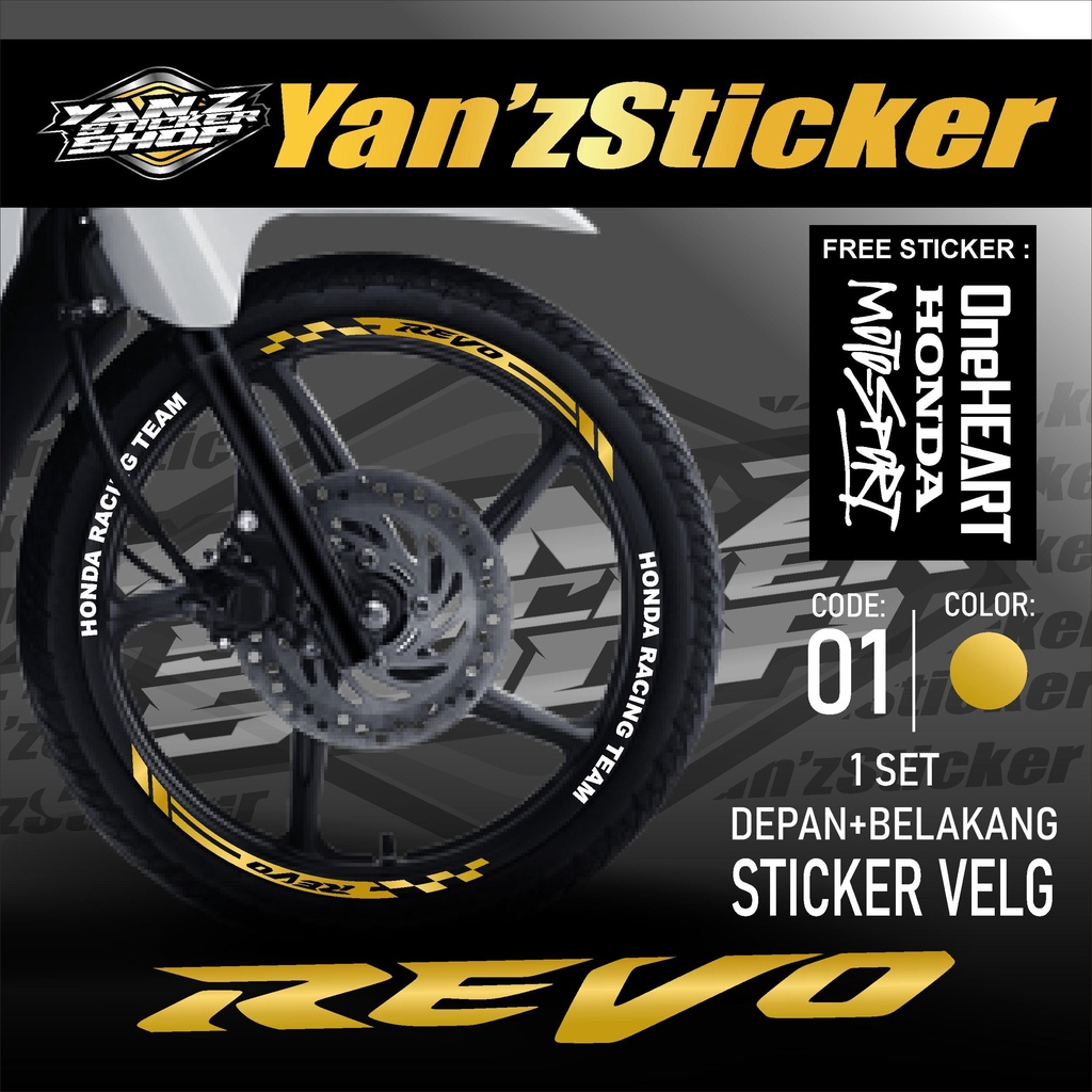 Aksesoris Stiker Cutting Sticker List Velg Motor Honda REVO 110 Lis Pelek Velk Variasi Set Depan Bel