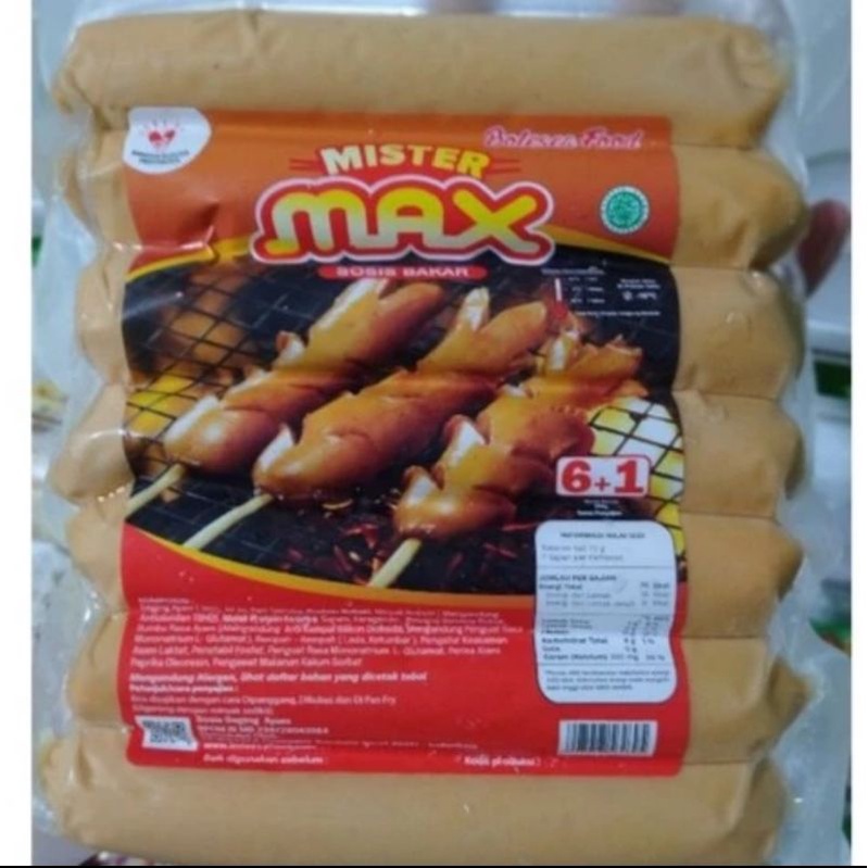 

Mister Max sosis bakar ayam ( JUMBO) 500 gr isi 6 pcs