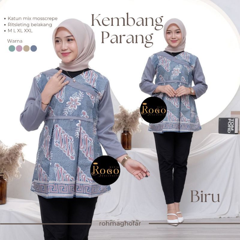 Blouse Batik Wanita Motif Parang Atasan Batik Wanita Baju Kantor Modern