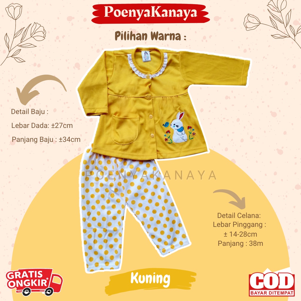 Setelan Baju Bayi Piyama Bayi Panjang Perempuan BURUNG KELINCI Yeiko 6-18 bln SPY57