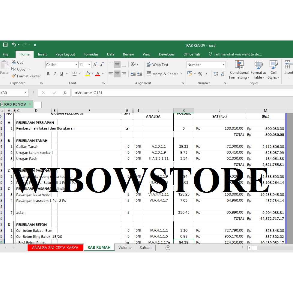 Jual Jasa Pembuatan Rencana Anggaran Biaya / RAB Rumah Dekor Kamar