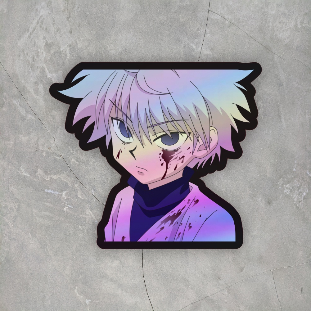 

Sticker Anime Hologram Hunter x hunter Kilua Sticker ukuran +- 7 cm