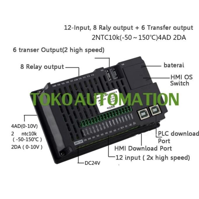 PLC FX1S 20MR 6MT 2AD 2DA 24VDC With Touch HMI PLC MURAH MERIAH PE16 automationc00 Ayo Order