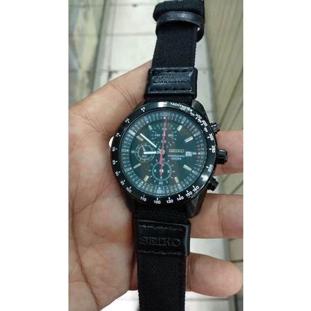 jam tangan seiko sport quartz strap kulit chronograph jam fashion pria