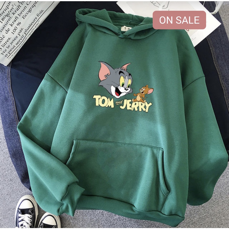 TOMJERRY Sweater Hoodie Trendy II TOMJERRY Jumper Hoodie II  Sweter Oblong Topi Sz M - XL ( Pria &amp; Wanita / Anak &amp; Dewasa )